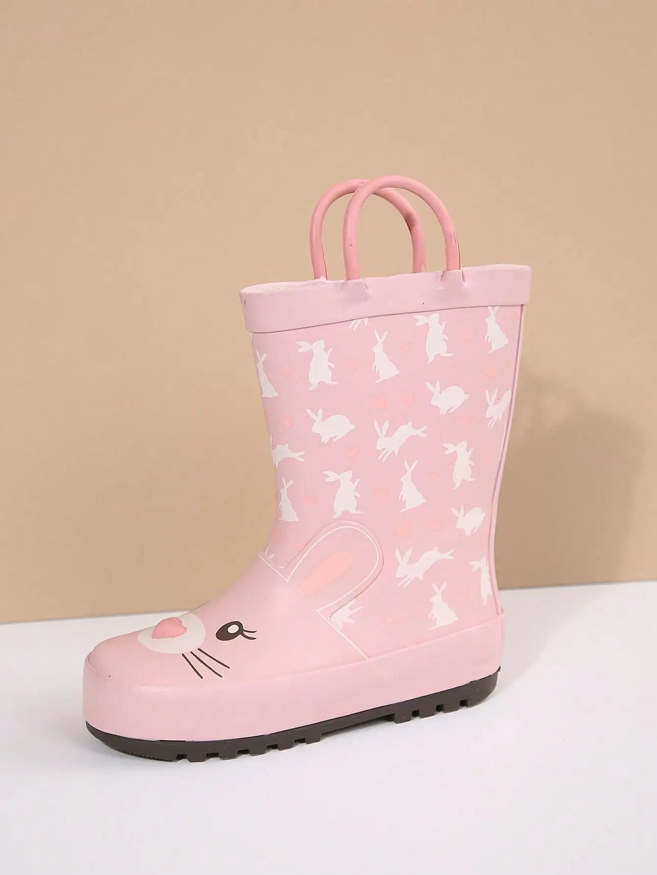 Cute Waterproof Puddle Boots For Toddler Boys And Girls, Lightweight Anti-Slip Rain Boots with Easy Pull-On Handles for Outdoor Play