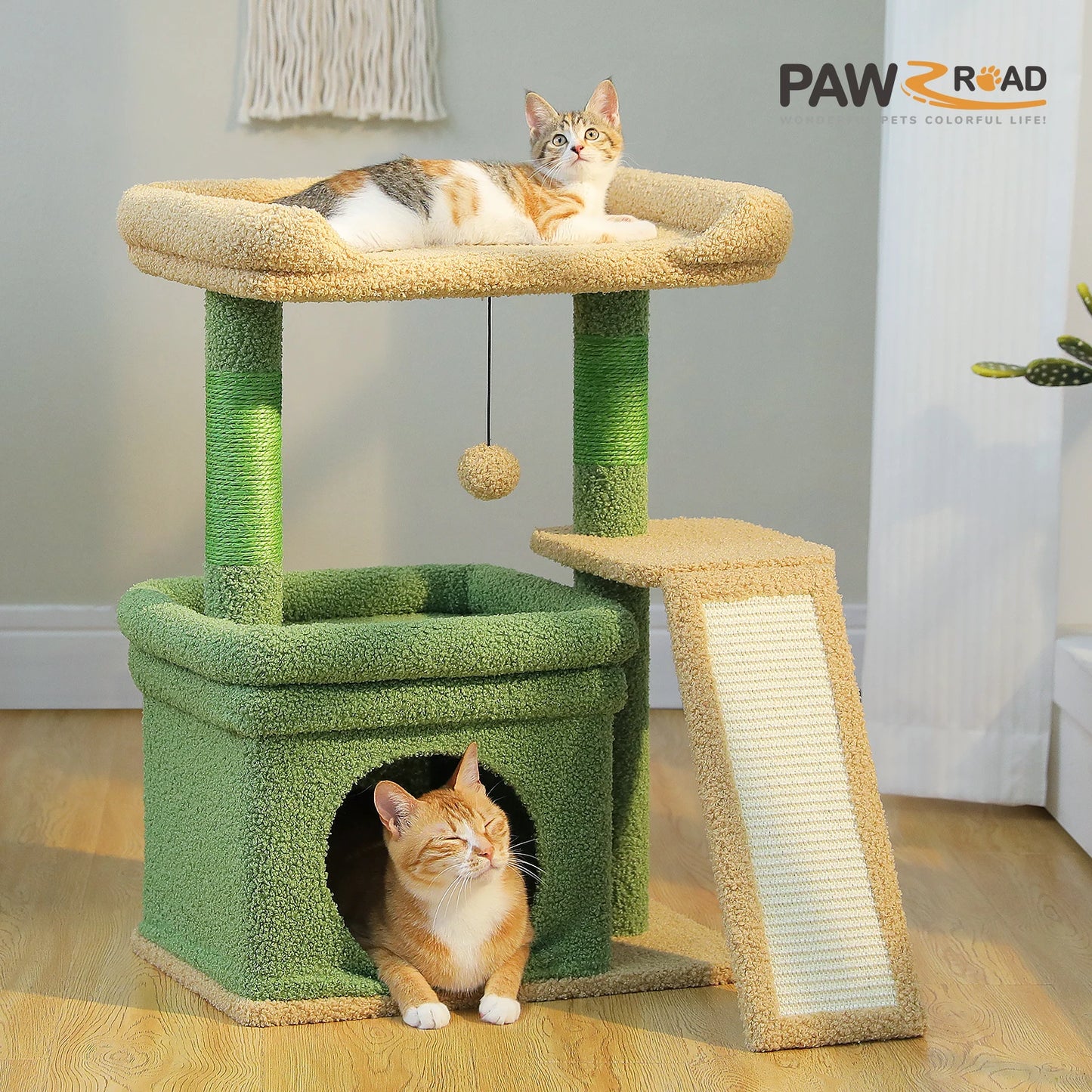 2 Story Cat Tree With Sisal Scratching Post for places to rest and observe for 2 Cat families
