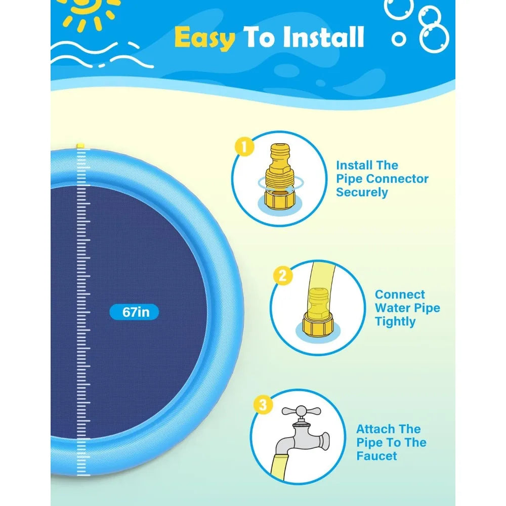 Splash Pad For Dogs And Kids Anti-Slip Water Play Mat