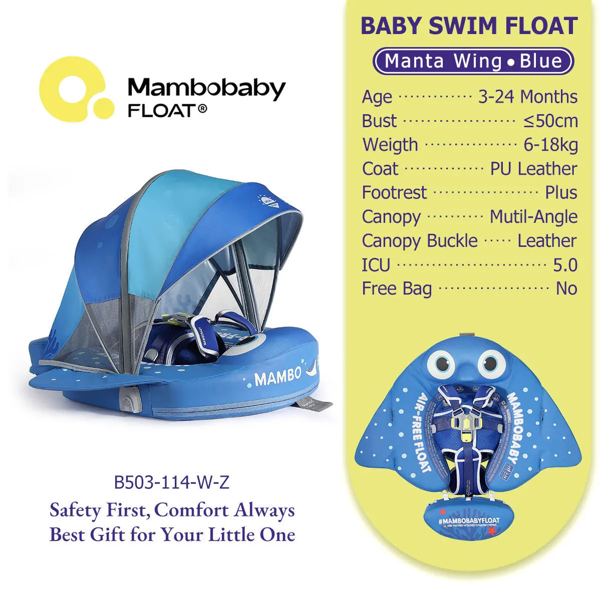 Non-Inflatable Baby Pool Float With Parasol for Adult Supervised Pool time with Littles