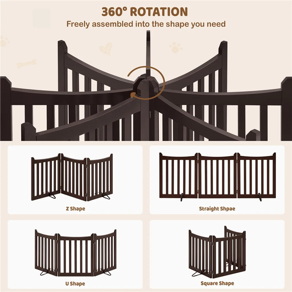 Freestanding Wooden Pet Gate With Door For Doorways