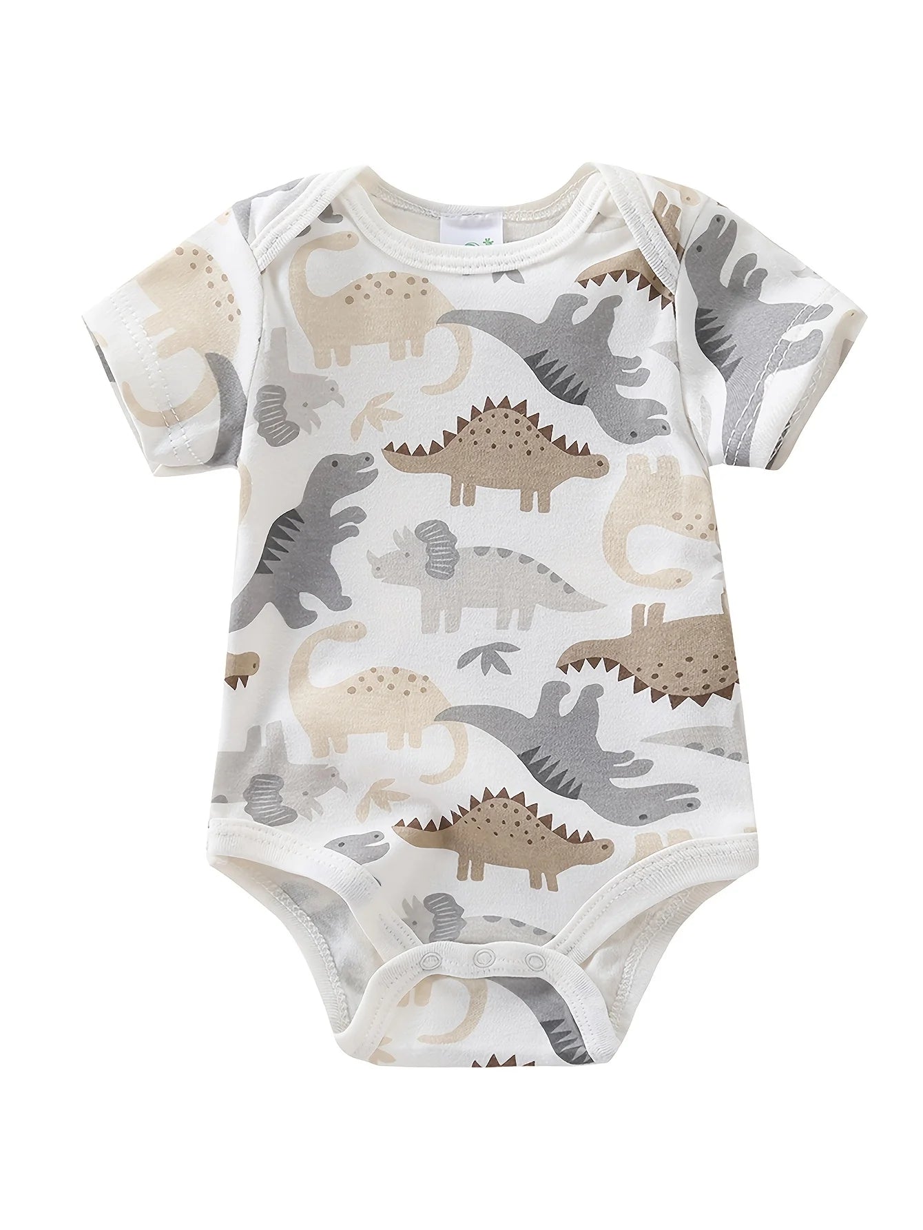 5pcs Baby Boy Short Sleeve Bodysuits,  Cute Dinosaur Cotton Rompers, Infant - 12 months 1pc Jumpsuits, Round Neck Summer Outfits or layer under clothing for Outdoor Travels or Stroller Rides.