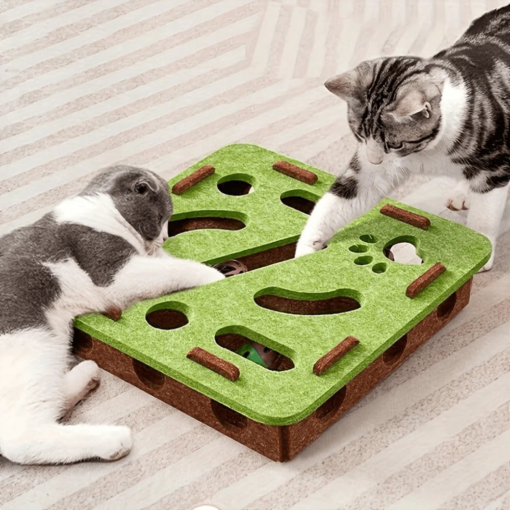 New Interactive Cat Toy, Cat Puzzle Toy With Maze And Bell Ball, Durable Felt Material, Battery-Free, Suitable For Indoor Cats