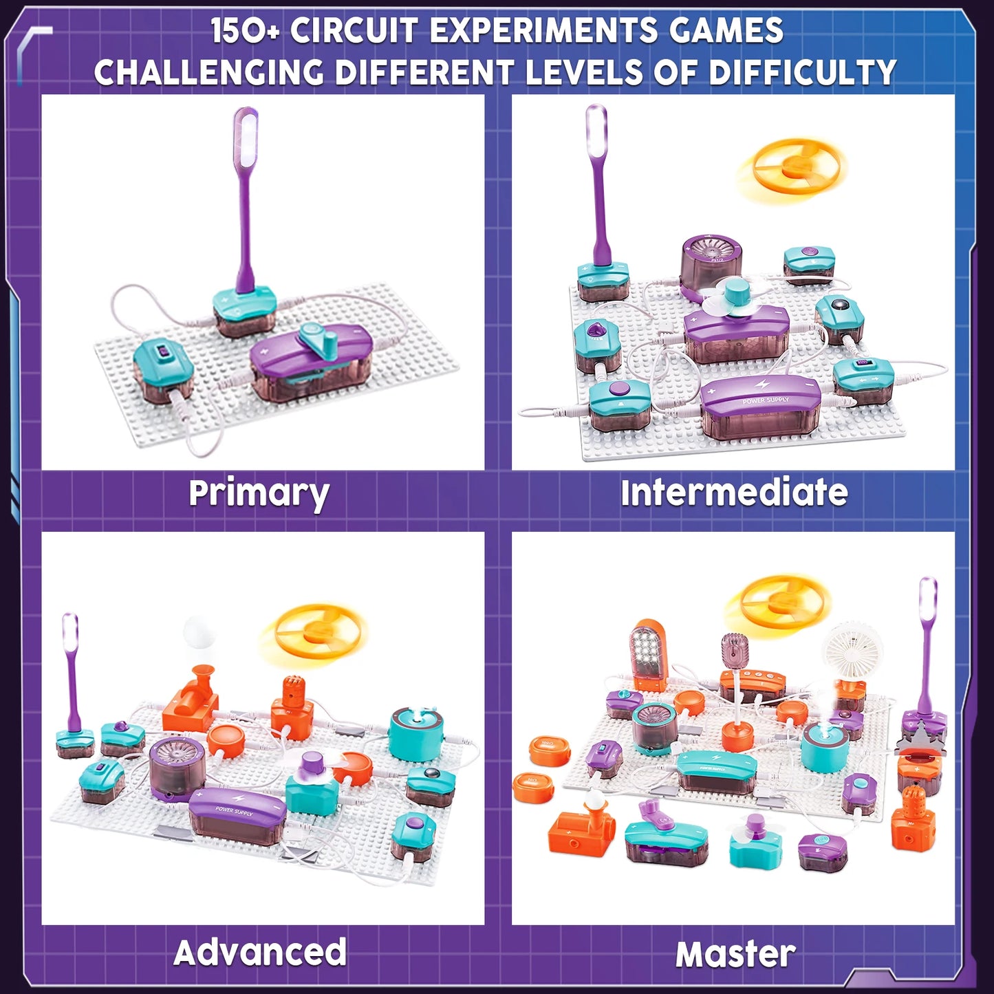 Science Circuit for Kids, DIY Electronics Exploration Kit, 150+ Projects with Physics Experiments and Circuit Boards, STEM learning, Ages 6+
