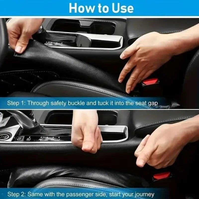 Travel "seat gap" bolster keeps your phone, keys, glasses, wallet from falling between car seats.