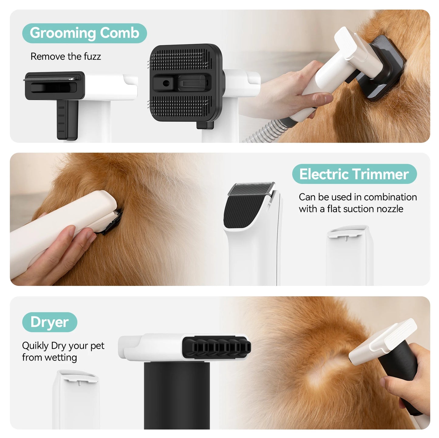 Pet Grooming Vacuum And Hair Dryer With Adjustable Speed