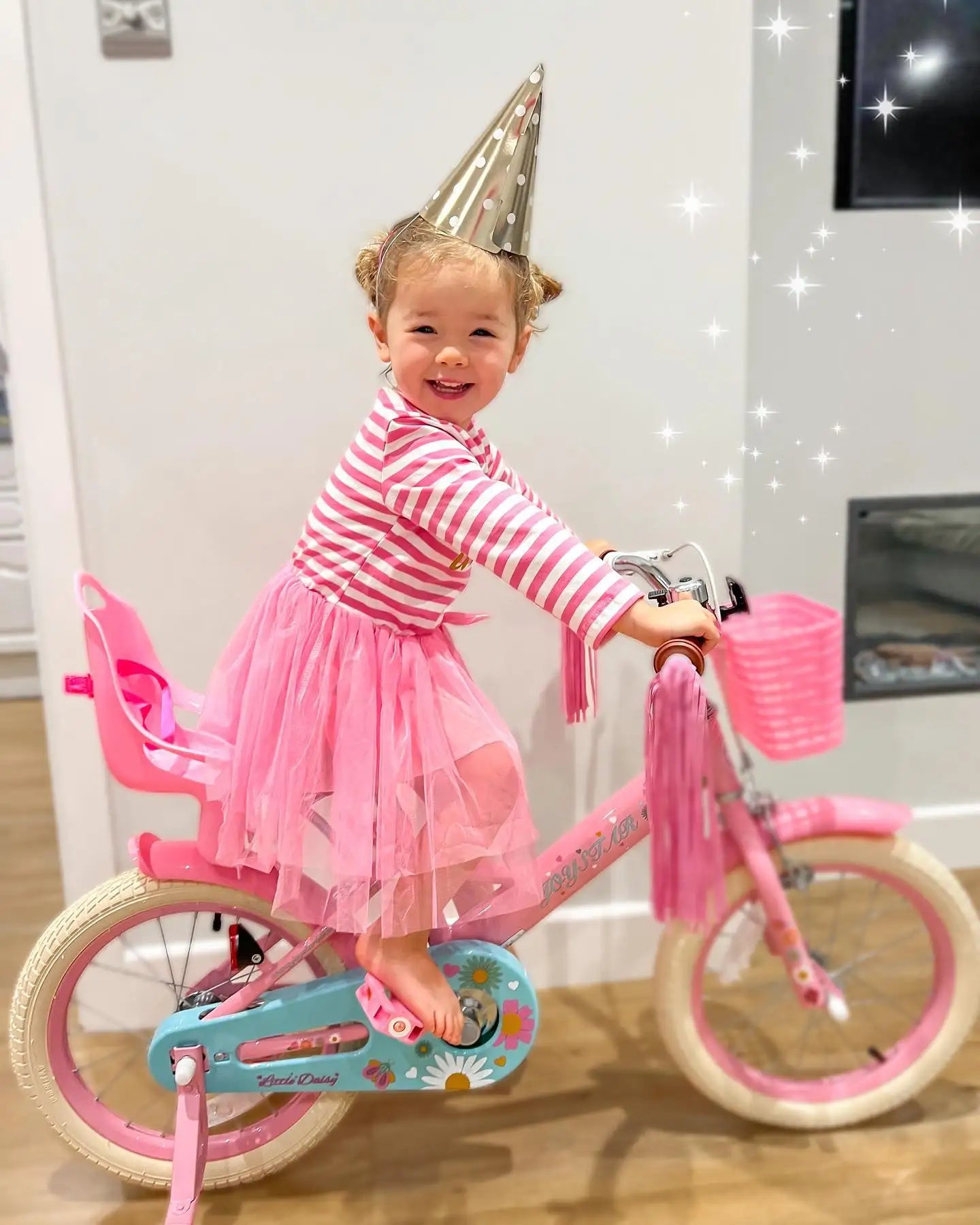 Girls Bike For Ages 2 To 7 With Doll Carrier, Streamers, Basket, Training Wheels