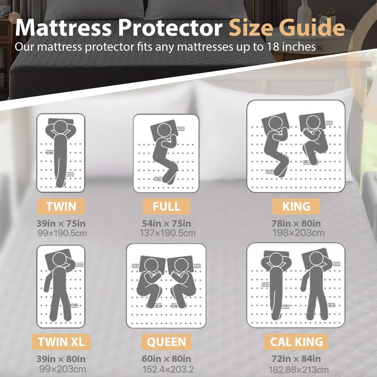 Waterproof Mattress Protector Deep Pocket Noiseless Breathable Cover