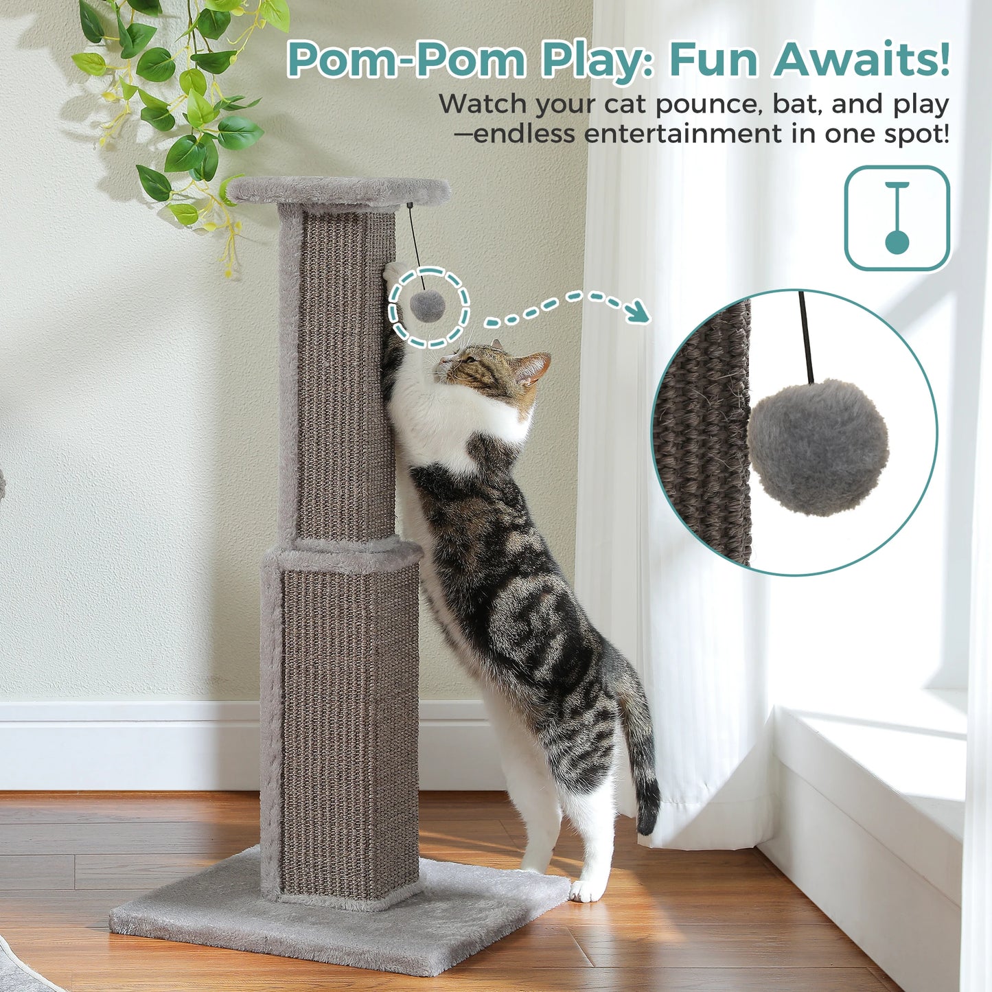 Large Cat Scratching Post for Indoor Cats for Indoor Exercise and Stimulation