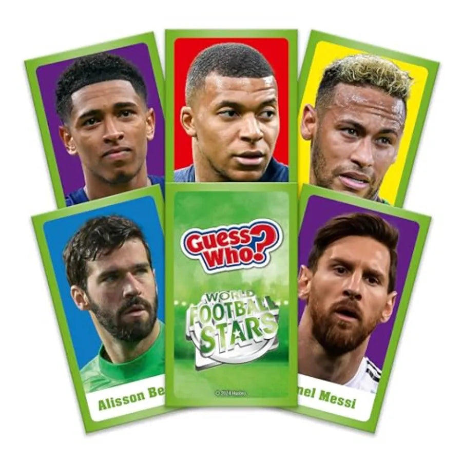 World Football Stars, Guess Who? Green Board Game, Play with Messi, Ronaldo, Harry Kane, Salah, Easy to Setup, Gift for Ages 6