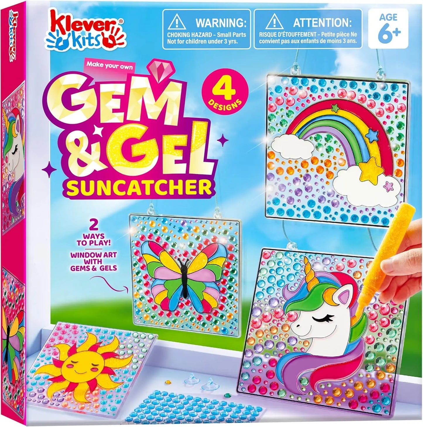 4PCS Window Art 2-in-1 Gems and Gels Suncatchers for Kids Craft time and artistic play.