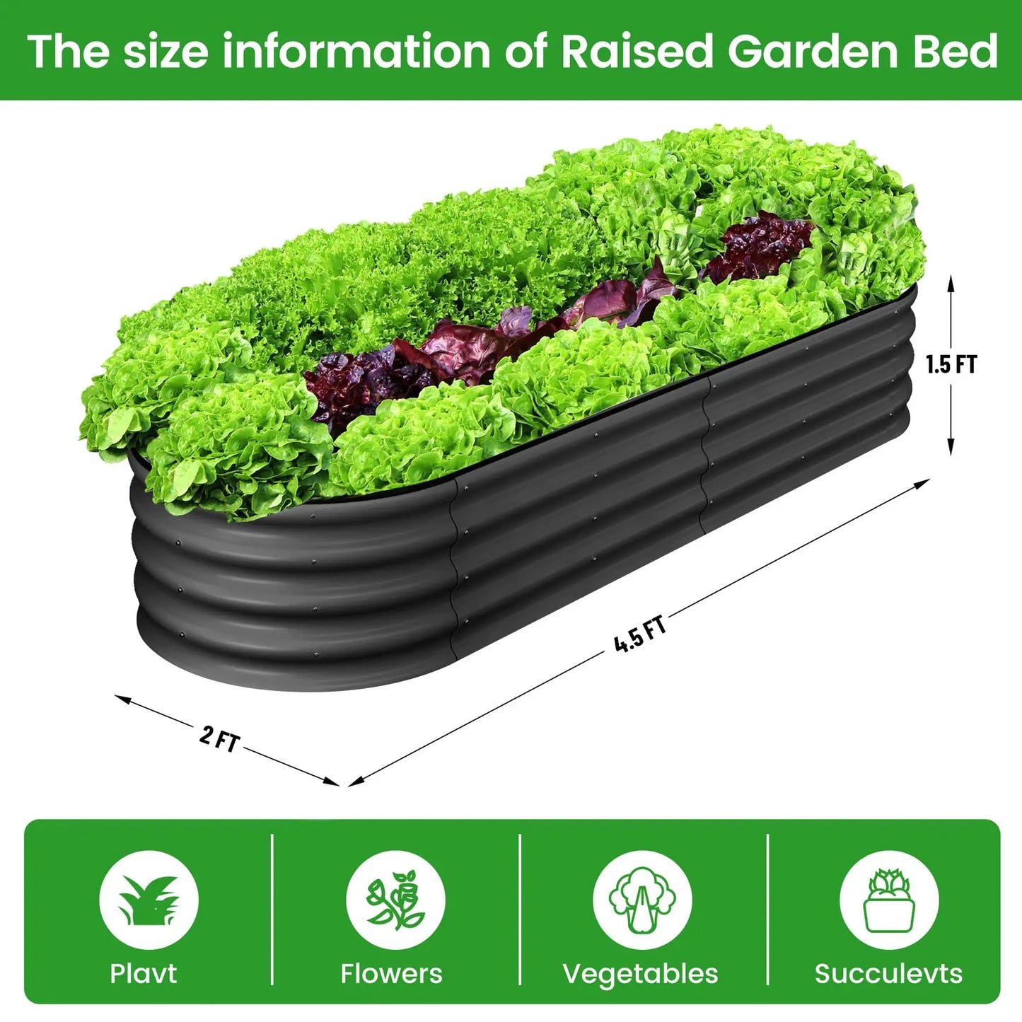 2-Pack Oval Galvanized Steel Raised Garden Bed with Open Base,  Safety Edge Metal Planter Box, Raised Beds for Vegetables, Flowers, Herbs