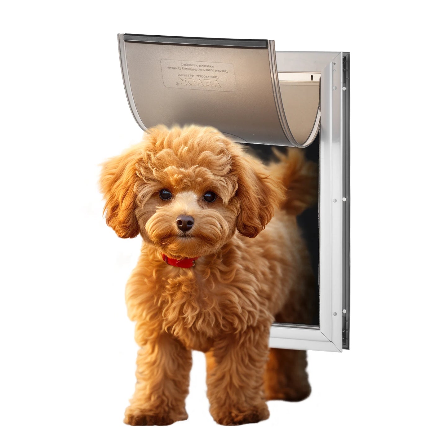 Pet Door Aluminum Frame with Lock and Flap System, Weatherproof Doggy Door Easy to Install in Interior or Exterior Doors
