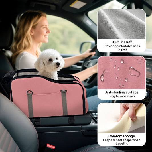 Removable and Washable Car Seat for Small Dogs and Cats -  Console Travel Bed