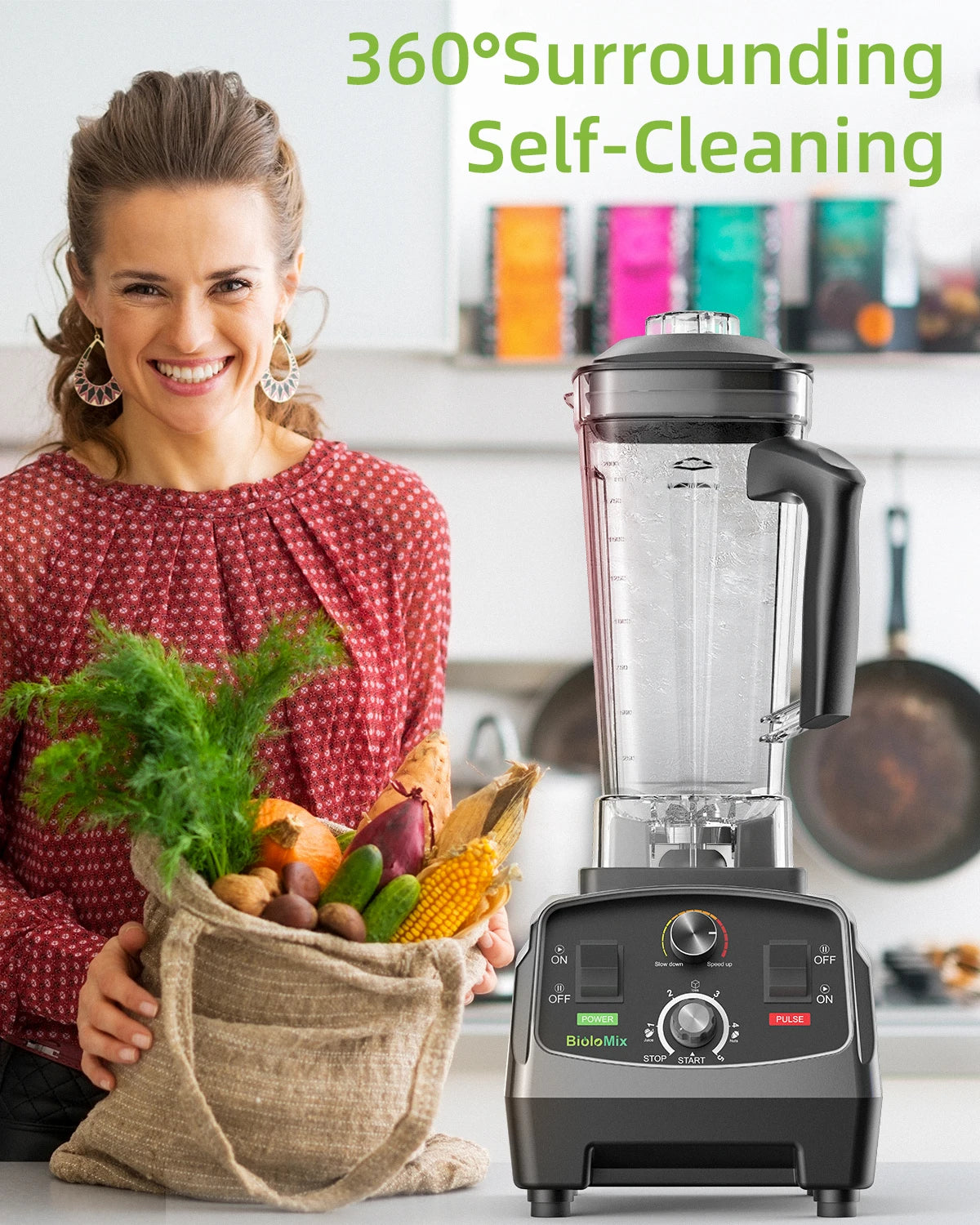 3HP 2200W Heavy Duty Blender, Mixer, Juicer, Food Processor for Soups, Smoothies, Baby Foods, BPA Free with 2L Jar