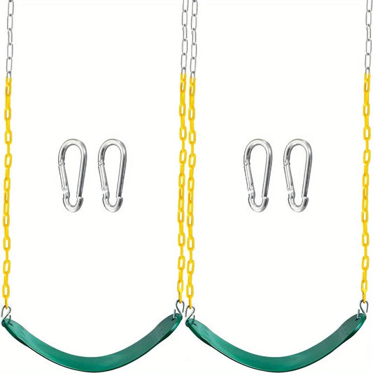 Heavy Duty 2  piece Swing Seats with Snap Hooks, Durable for all Weather, helping kids Enjoy their Play and Exercise time. Supports up to 300 lbs.