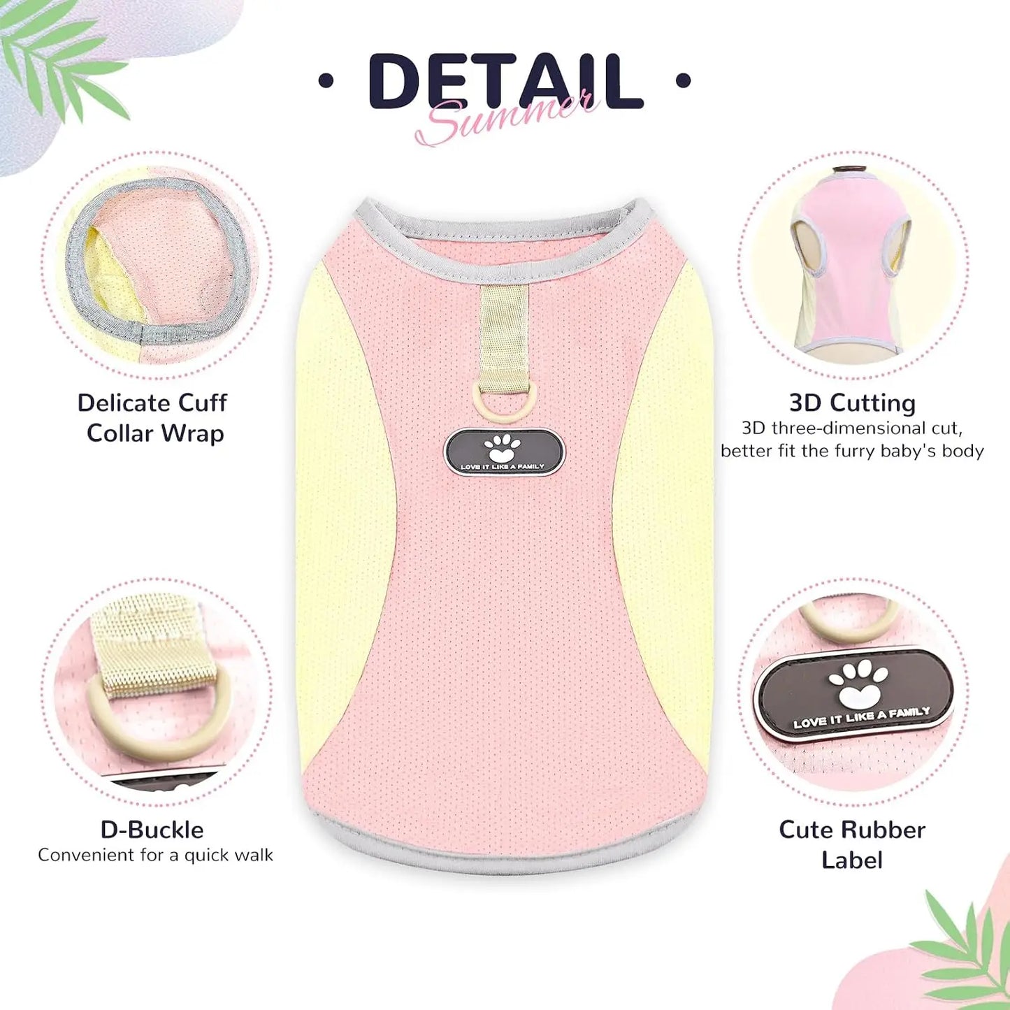 Dog Cooling Vest With D Ring SPF 30 Sun Protection