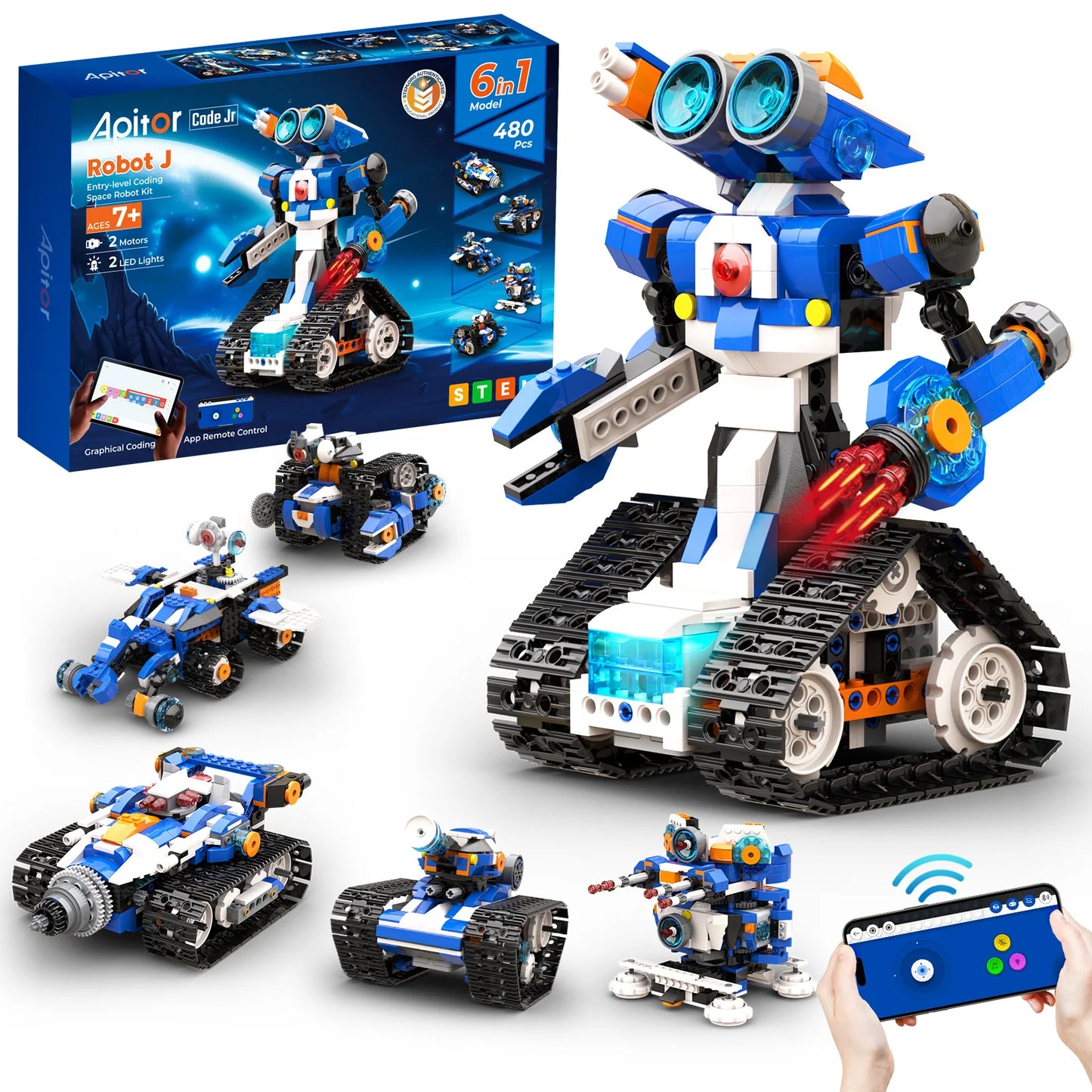 Apitor 600-Piece 12-In-1 Robot Building Kit STEM Coding Toys