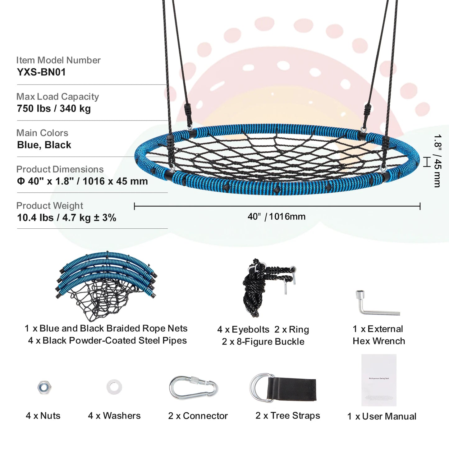 SucceBuy Saucer Tree Swing For Outdoor Family Fun And Convenience