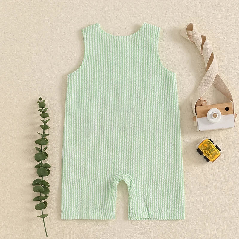 Unisex Sleeveless Tractor Romper For Summer Playtime