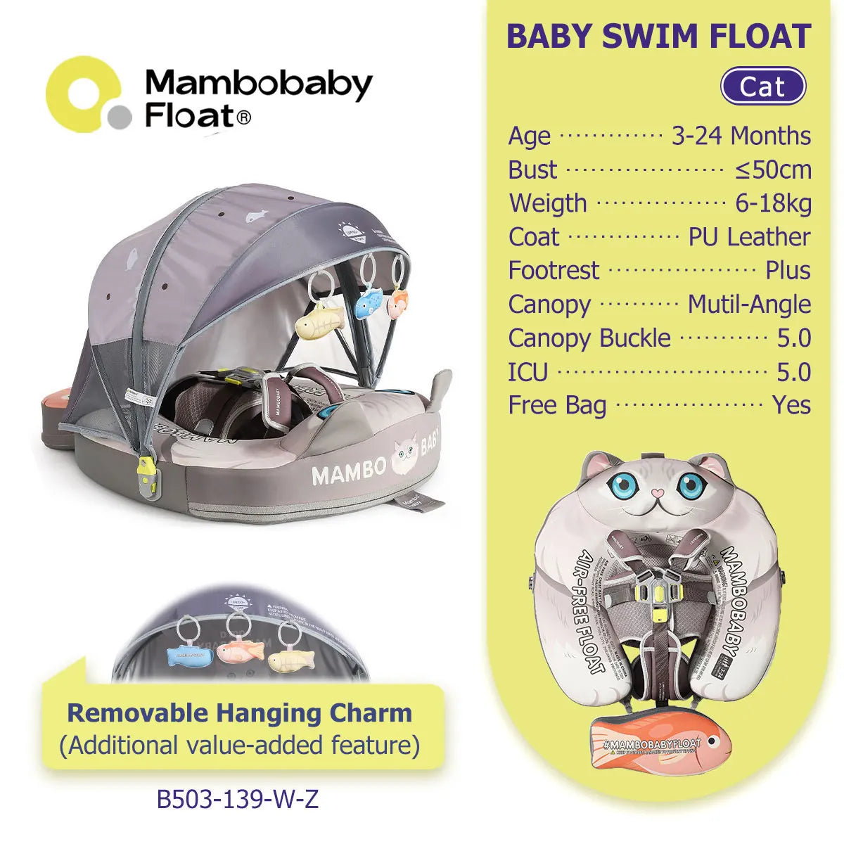 Non-Inflatable Baby Pool Float With Parasol for Adult Supervised Pool time with Littles