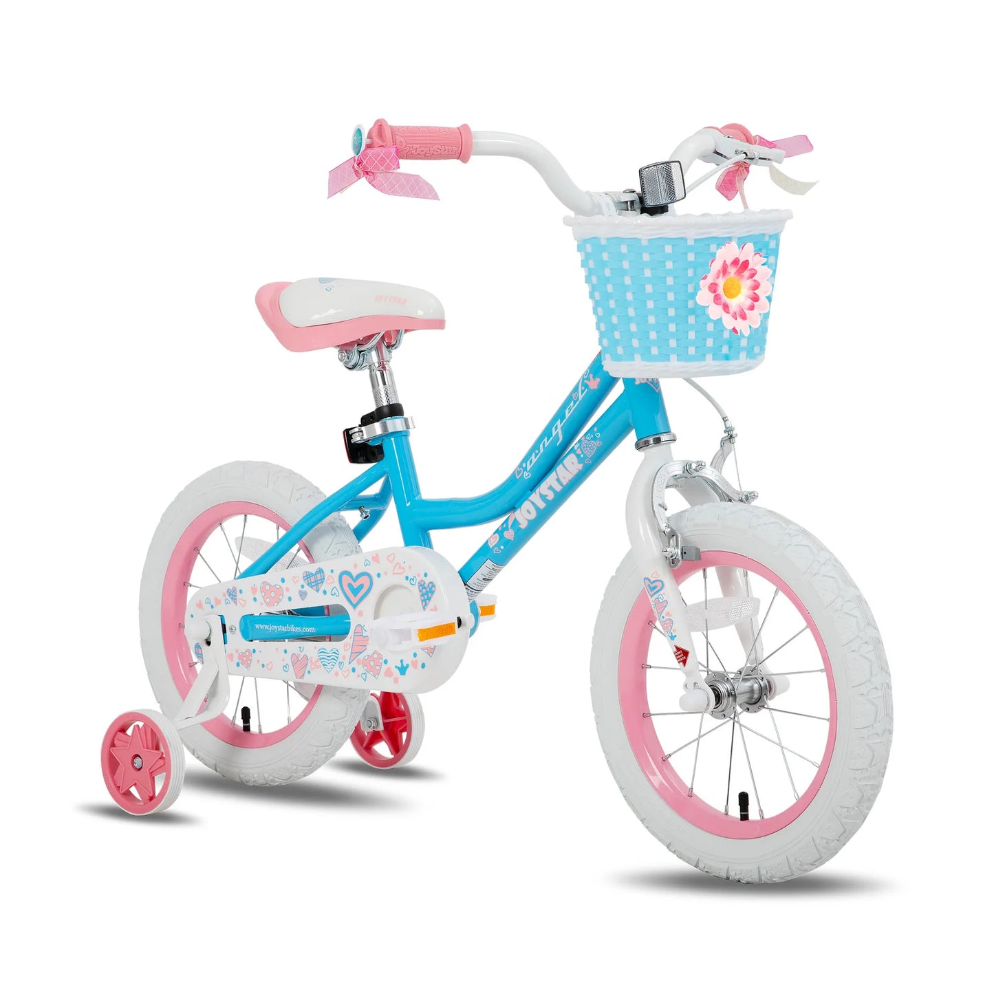 Girl's Bike With Basket And Training Wheels For Outdoor Fun, ages 4-7