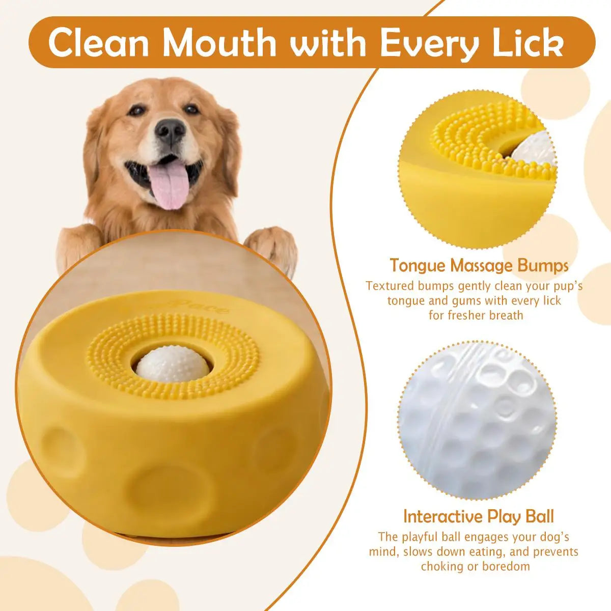 Interactive Dog Bowl, Slow Feeder Pet Licking Roller Ball to Improve Pacing and Oral Hygiene. 8 Suction Cups for No Mess and great Puppy Enrichment