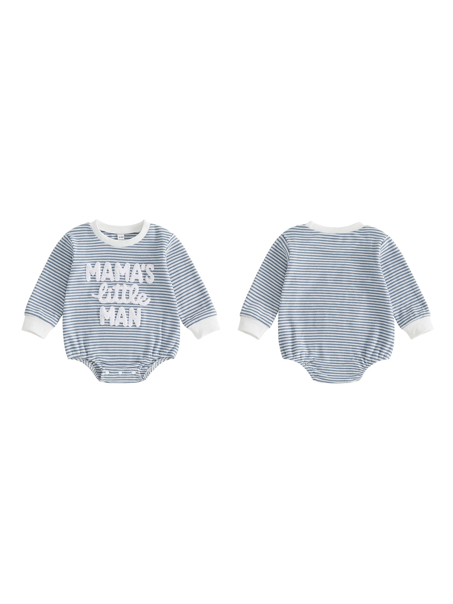 Long Sleeve Fall-Stripe Romper, Waffled Bodysuit for Your Cute Little Guy