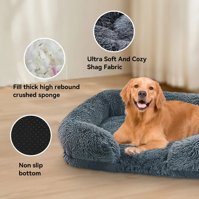 Plush orthopedic dog bed for large dogs -  remove and wash cover, durable comfortable Pet Bed