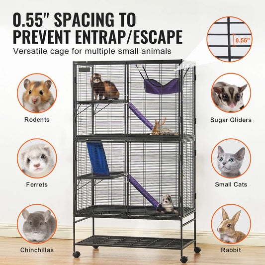 Rolling Metal Ferret Cage 4 Tier Small Animal Cage