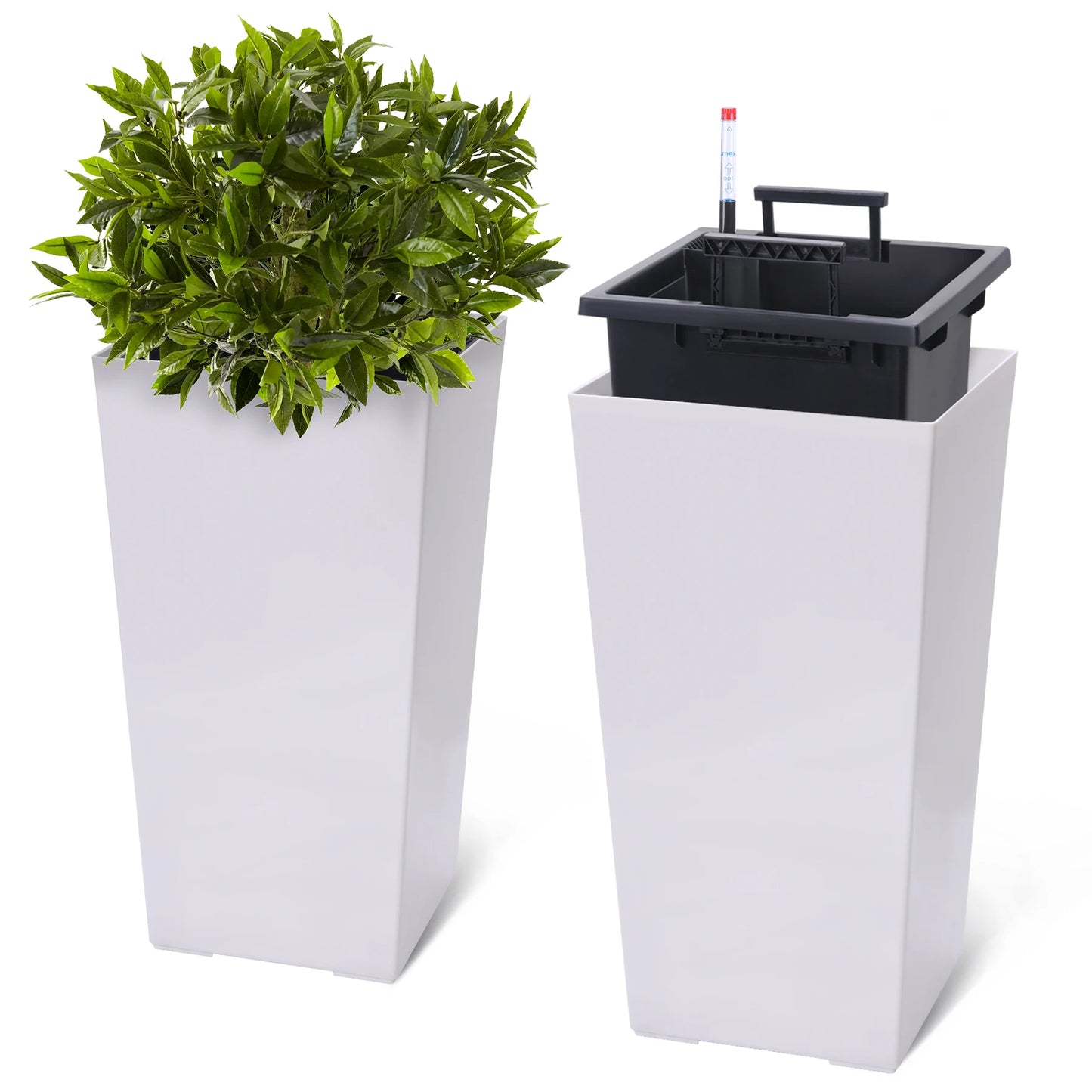 HobbyLane 2 Pack Indoor Outdoor Taper Planters With Shelf Insert