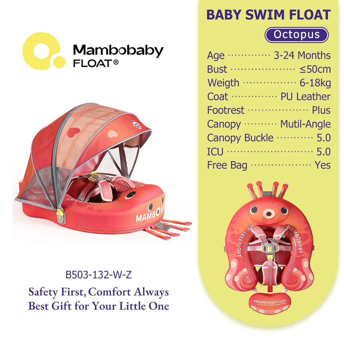Non-Inflatable Baby Pool Float With Parasol for Adult Supervised Pool time with Littles