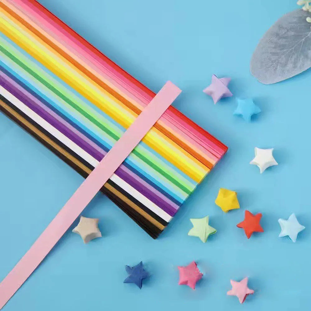 540 Sheets Rainbow Gradient Origami Paper, Double Sided Star Folding Strips for kids and family craft times.