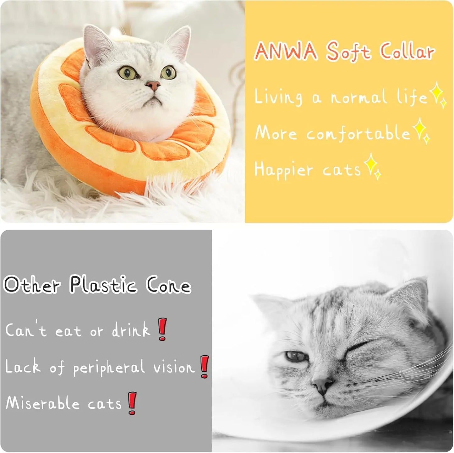 Adjustable Cat Recovery Collar, Cute Fruit Shape to use After Surgery or Pet Injury to help Stop Licking