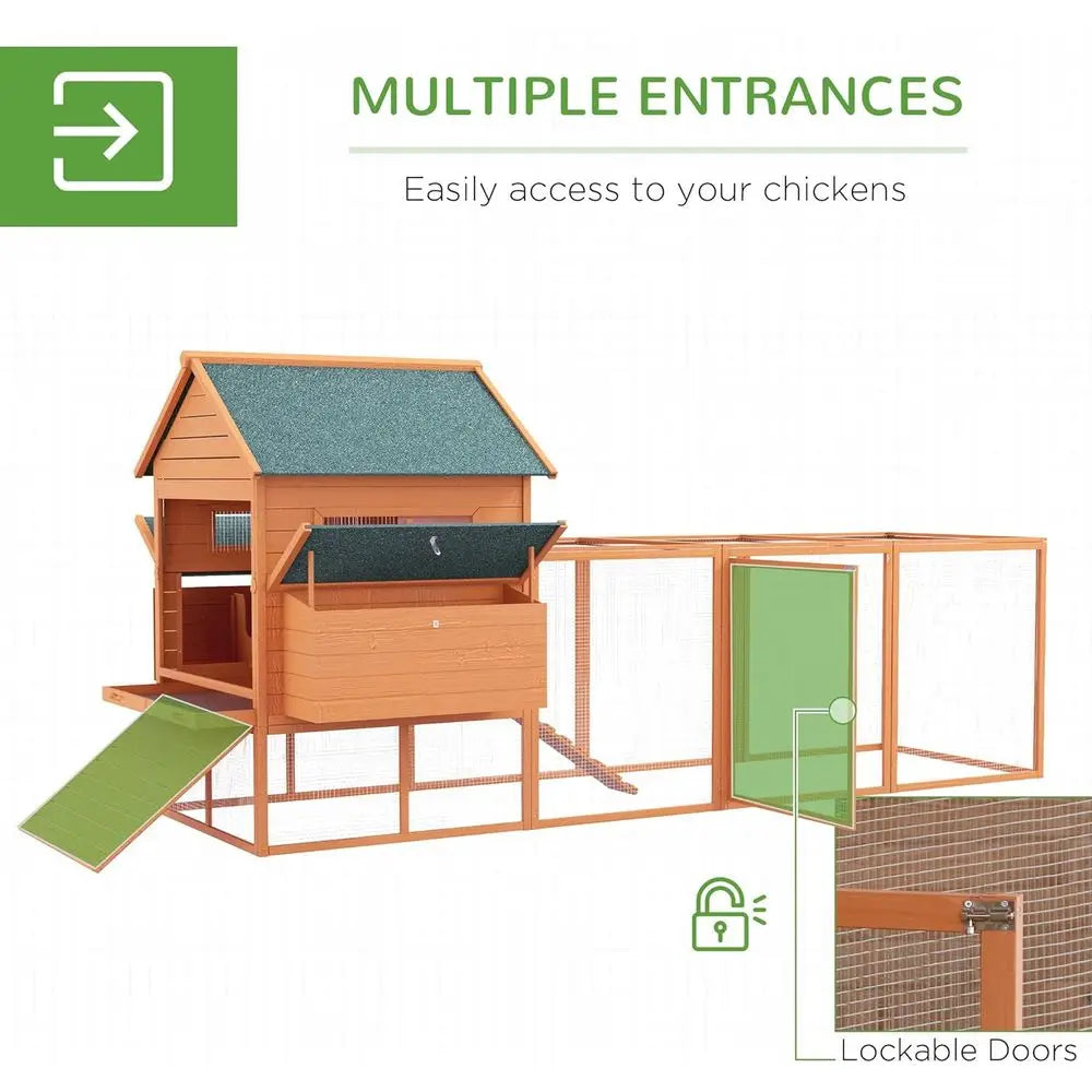 Large Wooden Chicken Coop with Nesting Box and Run for 8-10 Hens, great family learning on raising chickens.