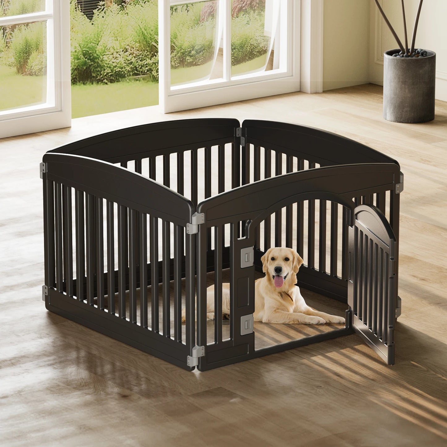 Plastic Dog Playpen For Indoor Outdoor Safe Space for Pets,  Folding Portable Expandable