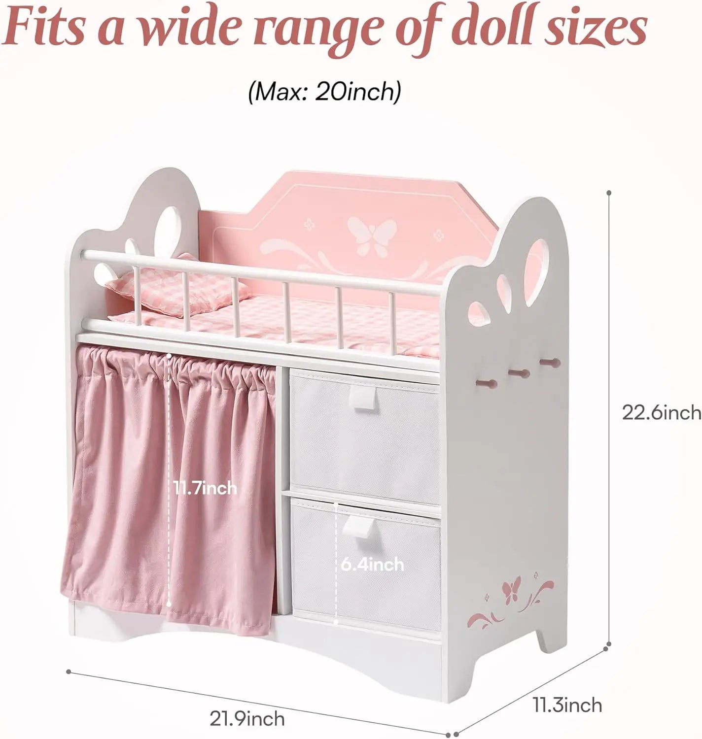 Rolife Robotime Baby Doll Crib Wooden Toy With Storage