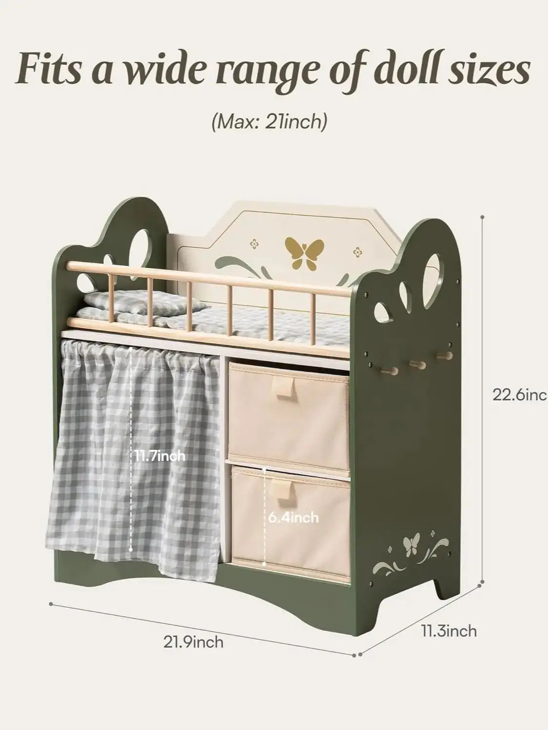 Rolife Baby Doll Bed With Storage And Bedding Accessories
