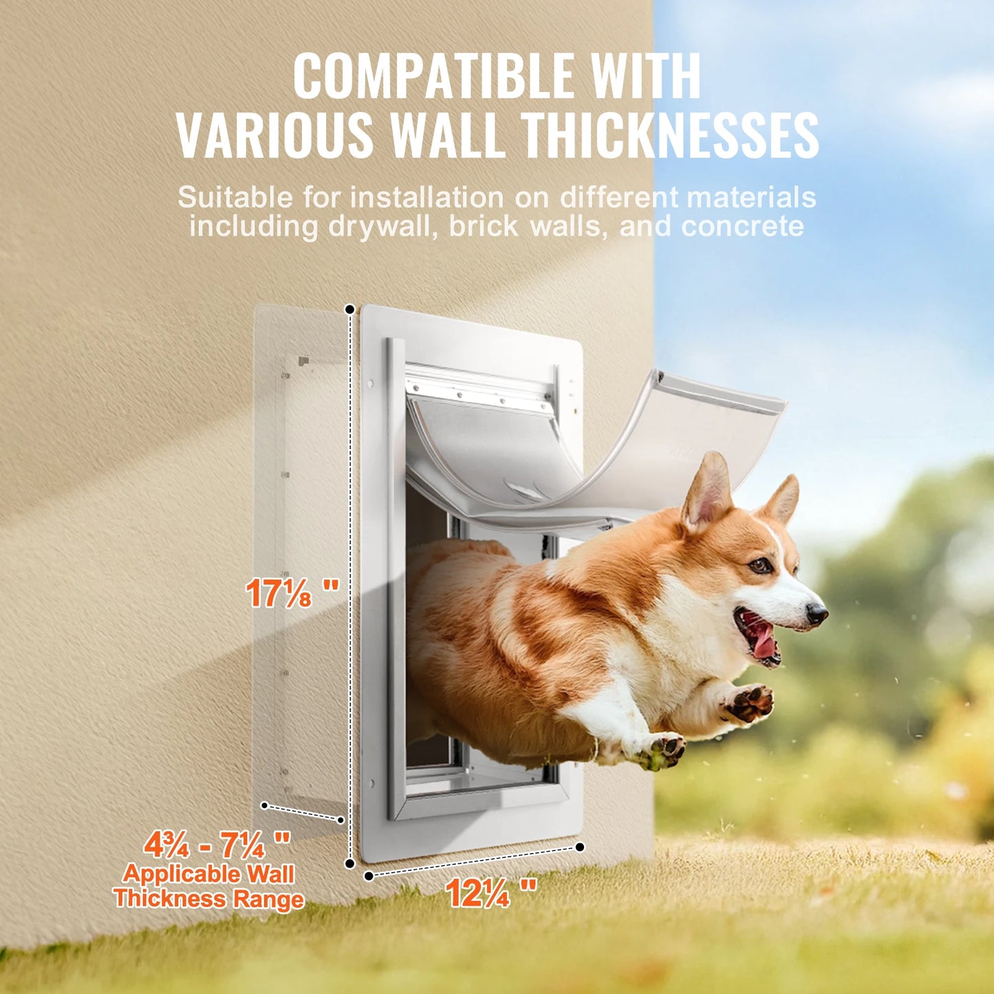 Pet Door With Metal Frame Lock Three Flap System Weatherproof