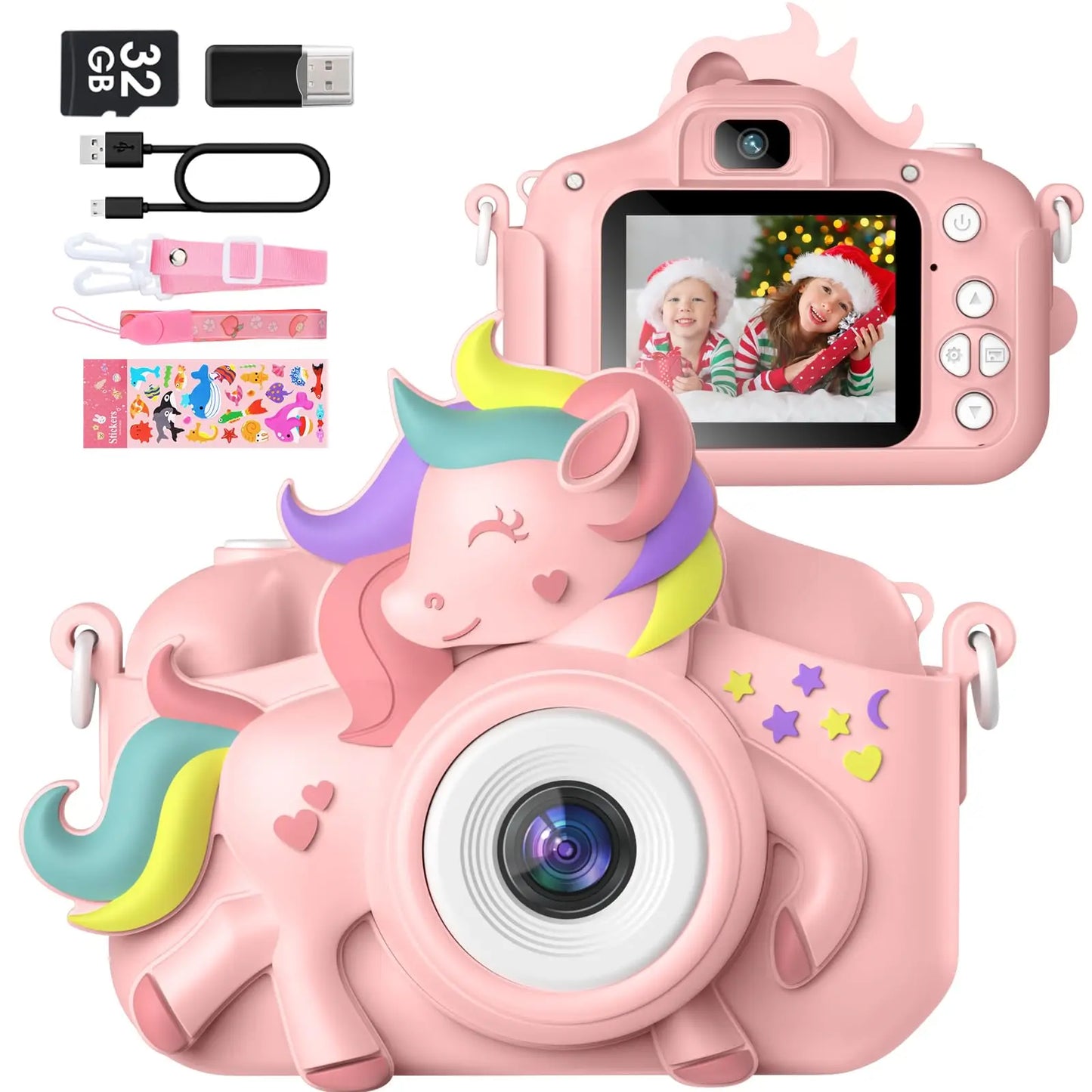 Kids Mini Camera, 20.0 MP 1080P HD Digital Camera, 2.0" Screen Camcorder Toy with 32GB Card for 6-12 Year Olds, Makes a great Holiday or Birthday Gift
