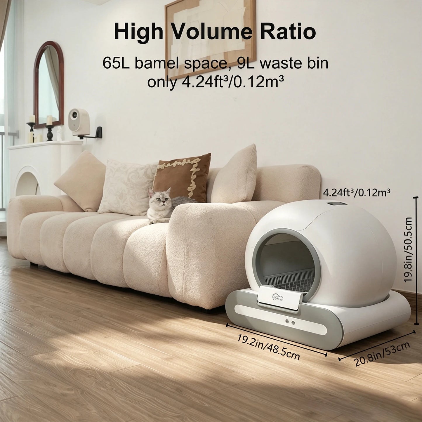 2026 New  65L Large Capacity Self-Cleaning Cat Litter Box. Smart Automatic Litter Box, App Remote Control, Only Supports 2.4G WiFi, Suitable for Mixed Cat Litter, Ideal for Multi-Cat Homes