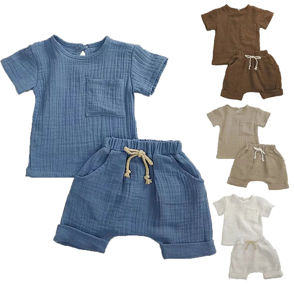Cotton Baby Outfit Set Unisex Romper T Shirts Shorts