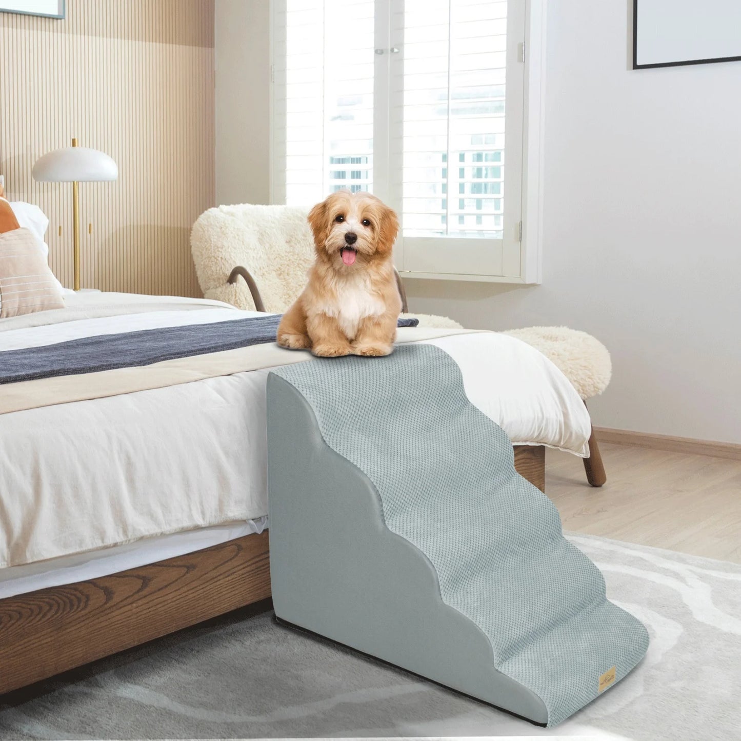 Curved Dog Steps Ramp For Small Dogs With Removable Cover