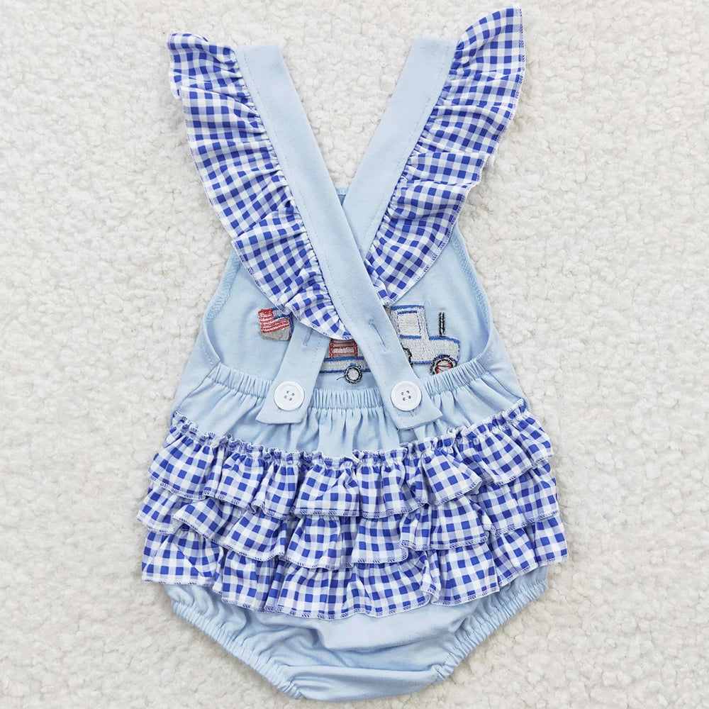 Infant-Toddler Rompers, 4th of July Theme, Sibling Clothes, for girls. Dress the family for the 4th of July celebrations.
