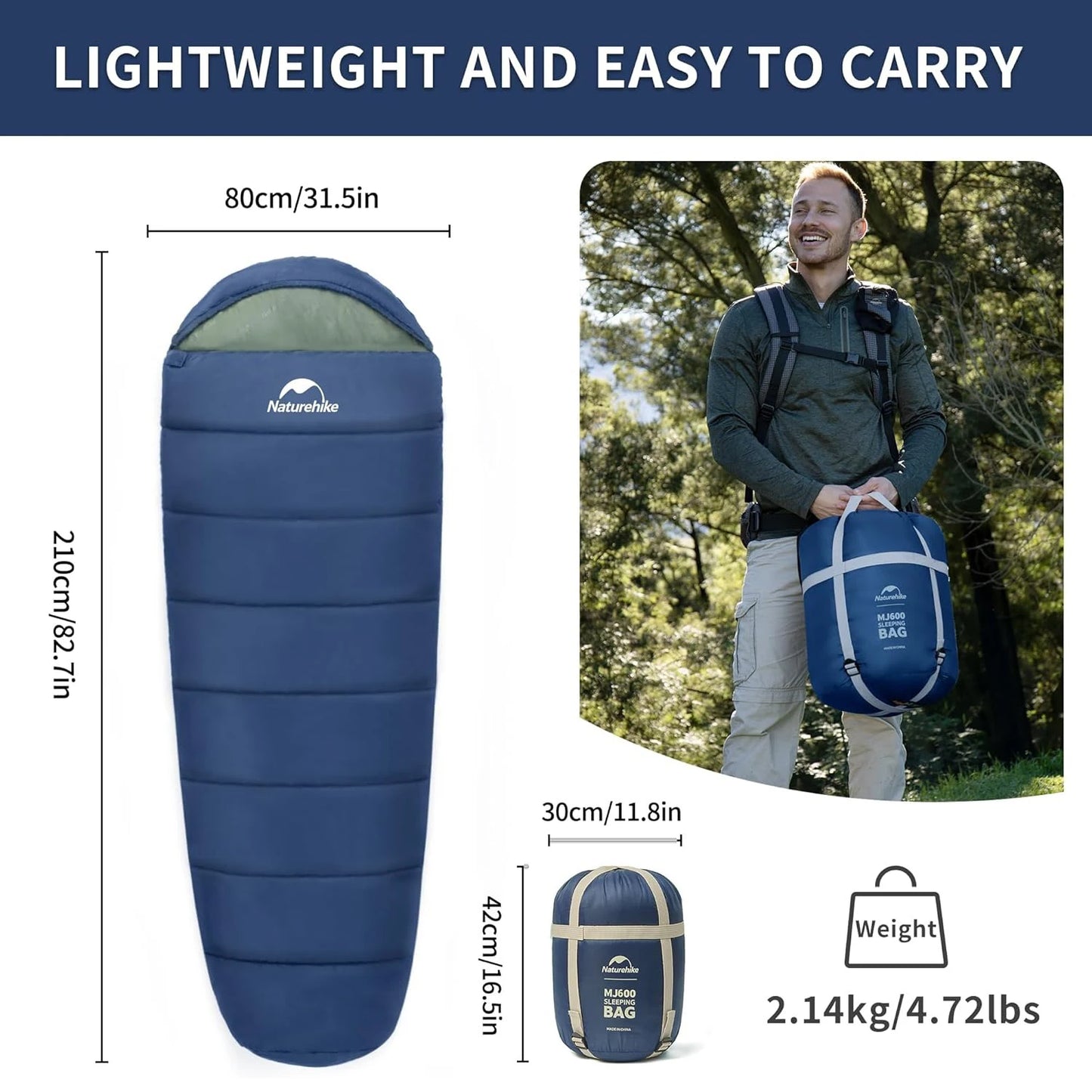 Ultra Warm Mummy Sleeping Bag For Adults that Camp Out, made with washable Polyester