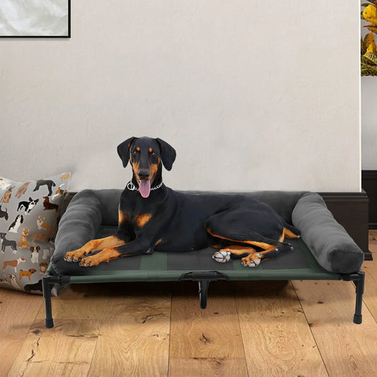 Elevated Pet Bed Lounger For Dogs And Cats, Washable bolsters with mesh floor to promote airflow on Hot Days
