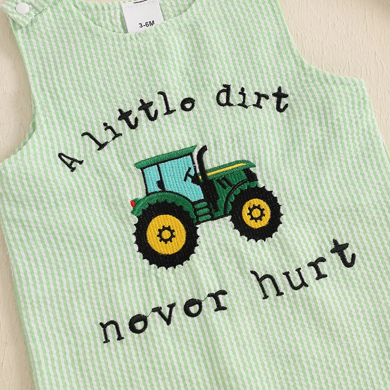 Unisex Sleeveless Tractor Romper For Summer Playtime