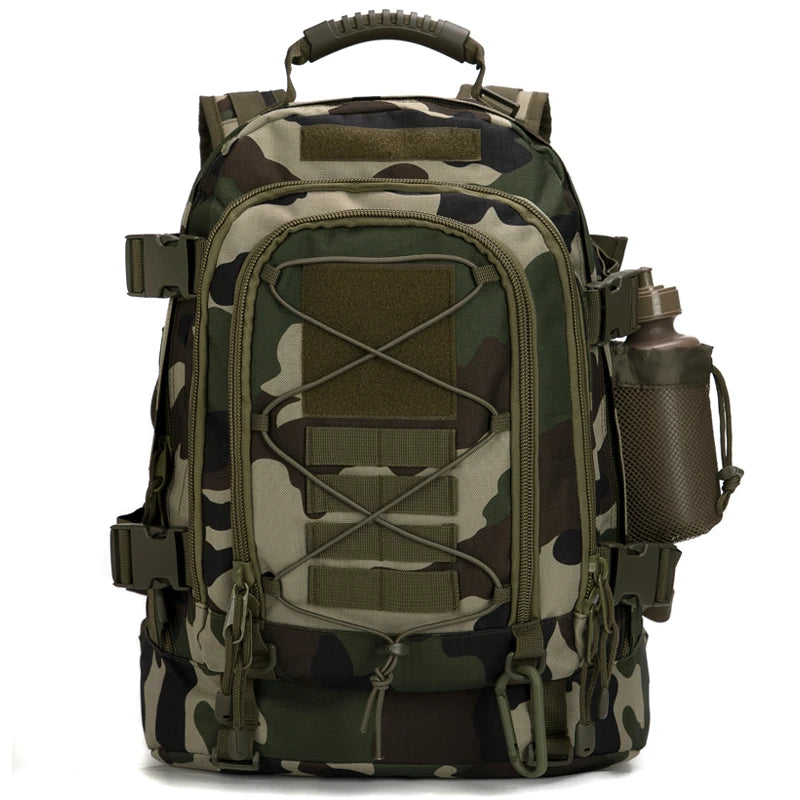 65L Outdoor Tactical Backpack, Men's Outdoor Hiking Bag, Large Capacity Rugged Military Style for Traveling or Camping or School