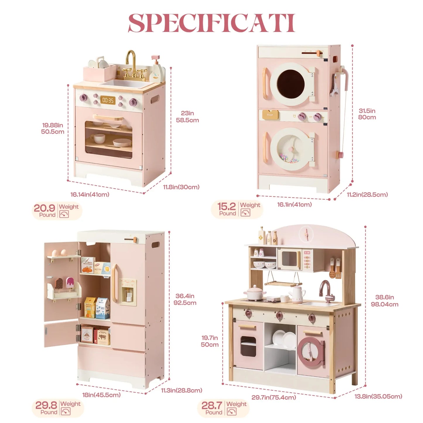 Kid's Kitchen Wooden Playset with Realistic Sound, Promotes Imaginative Play for Boys and Girls, ages toddler to age 7. Great gift for Birthdays and Holidays.