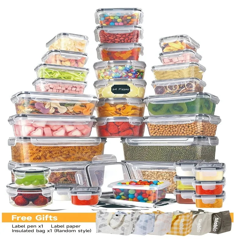 Airtight Food Storage Set With BPA-Free Containers And Labels